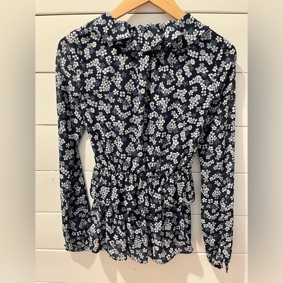 💙NWOT Michael Kors floral ruched blouse - XXS💙 - Picture 7 of 9